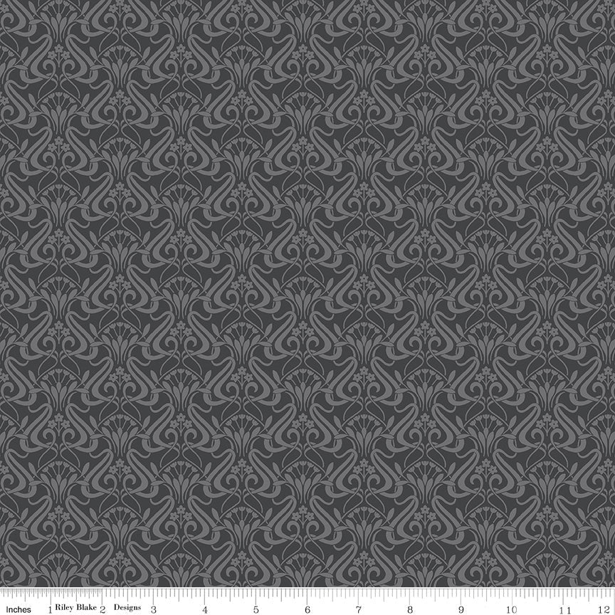 Liberty Fabrics Nouveau Shadow in Slate Grey - Lasenby Quilting Cotton Fabric by the Yard - Ray of Sonshine Design