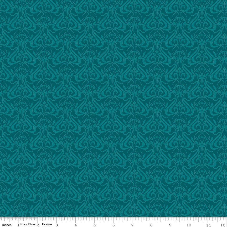 Liberty Fabrics Nouveau Shadow Ocean Green - Lasenby Cotton Quilting Fabric by the Yard - Ray of Sonshine Design