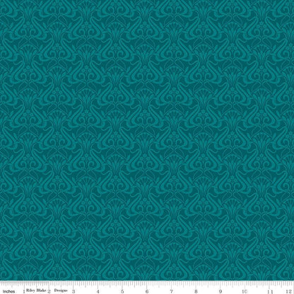 Liberty Fabrics Nouveau Shadow Ocean Green - Lasenby Cotton Quilting Fabric by the Yard - Ray of Sonshine Design