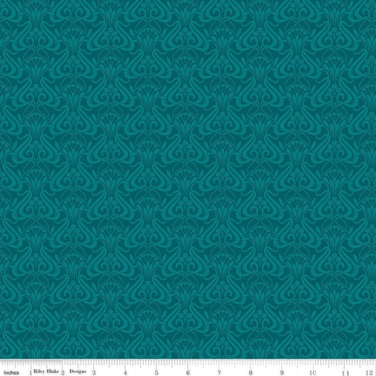 Liberty Fabrics Nouveau Shadow Ocean Green - Lasenby Cotton Quilting Fabric by the Yard - Ray of Sonshine Design