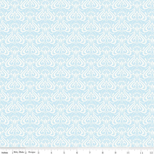 Liberty Fabrics Nouveau Shadow - Opal Blue (Lasenby Cotton) - Ray of Sonshine Design
