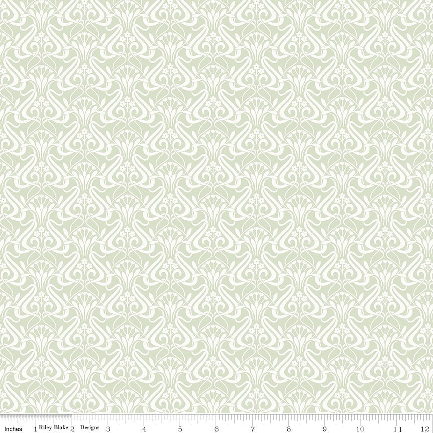 Liberty Fabrics Nouveau Shadow Pistachio - Lasenby Quilting Cotton by the Yard - Ray of Sonshine Design