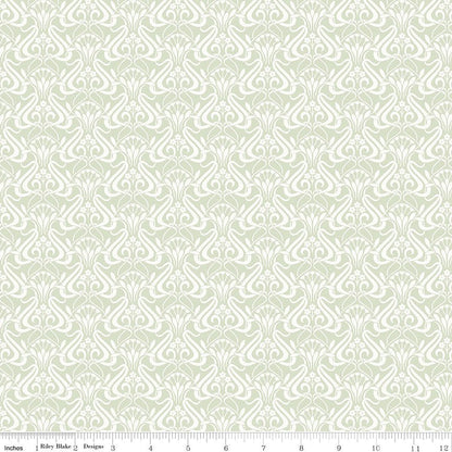 Liberty Fabrics Nouveau Shadow Pistachio - Lasenby Quilting Cotton by the Yard - Ray of Sonshine Design