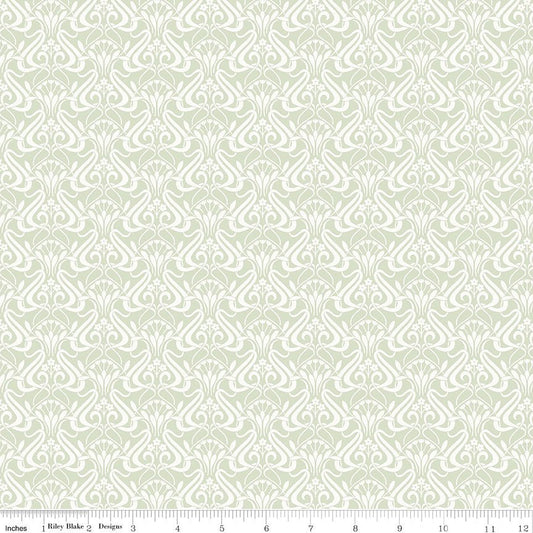 Liberty Fabrics Nouveau Shadow Pistachio - Lasenby Quilting Cotton by the Yard - Ray of Sonshine Design