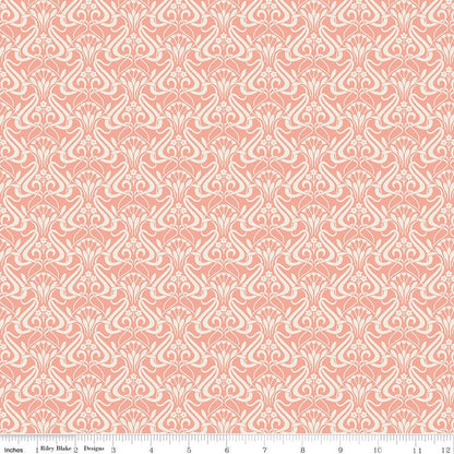 Liberty Fabrics Nouveau Shadow Soft Coral Lasenby Cotton Quilting Fabric by the Yard - Ray of Sonshine Design