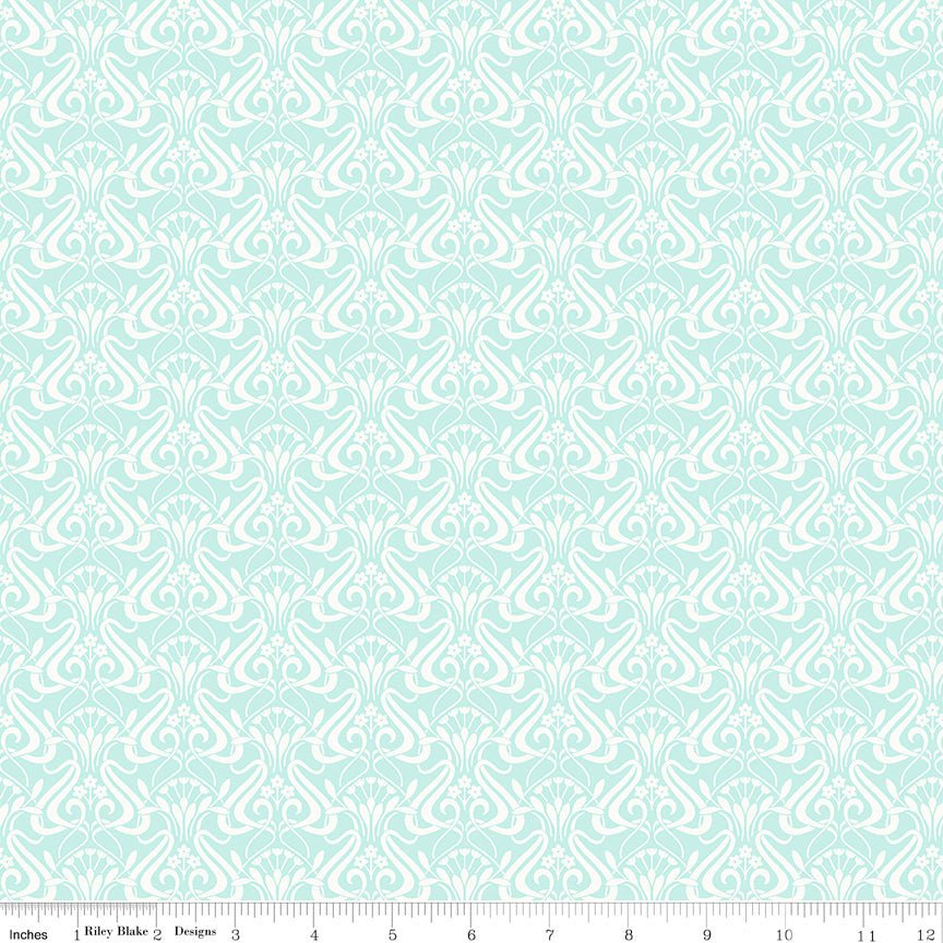 Liberty Fabrics Nouveau Shadow Spearmint - Lasenby Quilting Cotton by the Yard - Ray of Sonshine Design