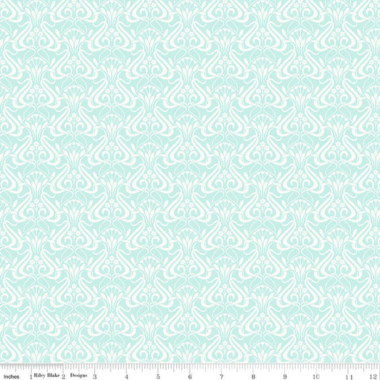 Liberty Fabrics Nouveau Shadow Spearmint - Lasenby Quilting Cotton by the Yard - Ray of Sonshine Design