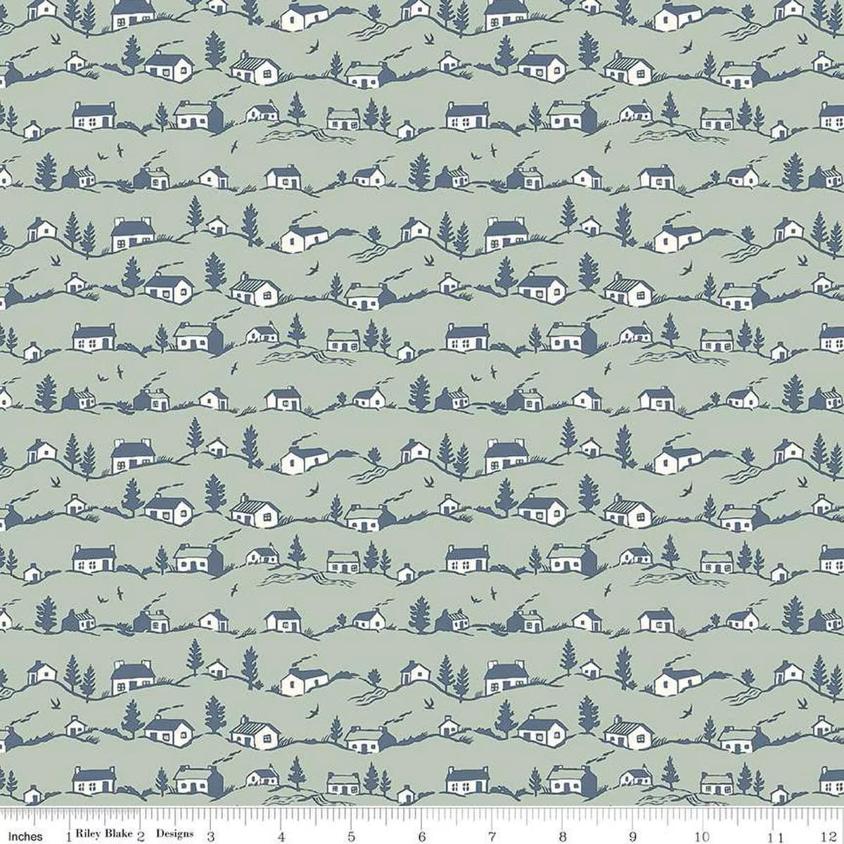 Liberty Postcard from the Highlands Coastal Cottages A - Liberty of London for Riley Blake - Fabric by the Yard - 01667356A - Ray of Sonshine Design