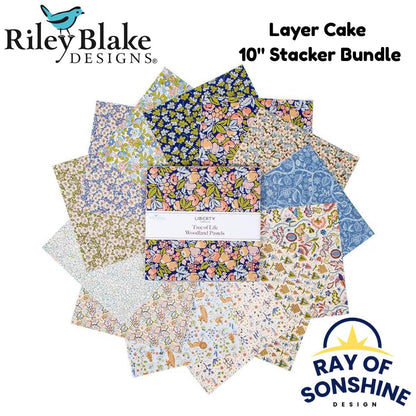 Liberty Tree of Life Woodland Pastels Layer Cake 10" Stacker Bundle - Riley Blake Designs - 42 piece Precut - 10 - TREELIFEB - 42 - Ray of Sonshine Design