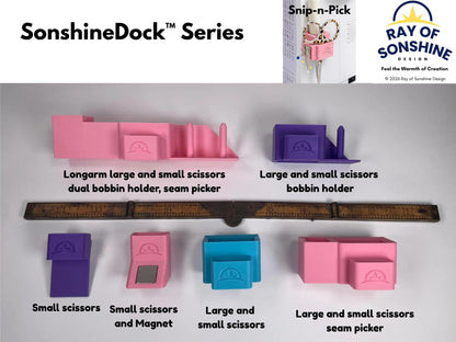 Longarm Batting Scissors Holder and Tool Dock – Bobbins & Quilting Essentials Organizer – SonshineDock LA Series - Ray of Sonshine Design