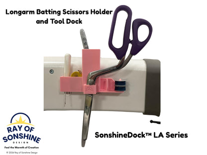 Longarm Batting Scissors Holder and Tool Dock – Bobbins & Quilting Essentials Organizer – SonshineDock LA Series - Ray of Sonshine Design