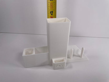 Longarm Caddy Shelf Organizer Model T - Small Scissors, Bobbin, Measuring Tape, Seam Picker and bin for pens, etc - Ray of Sonshine Design