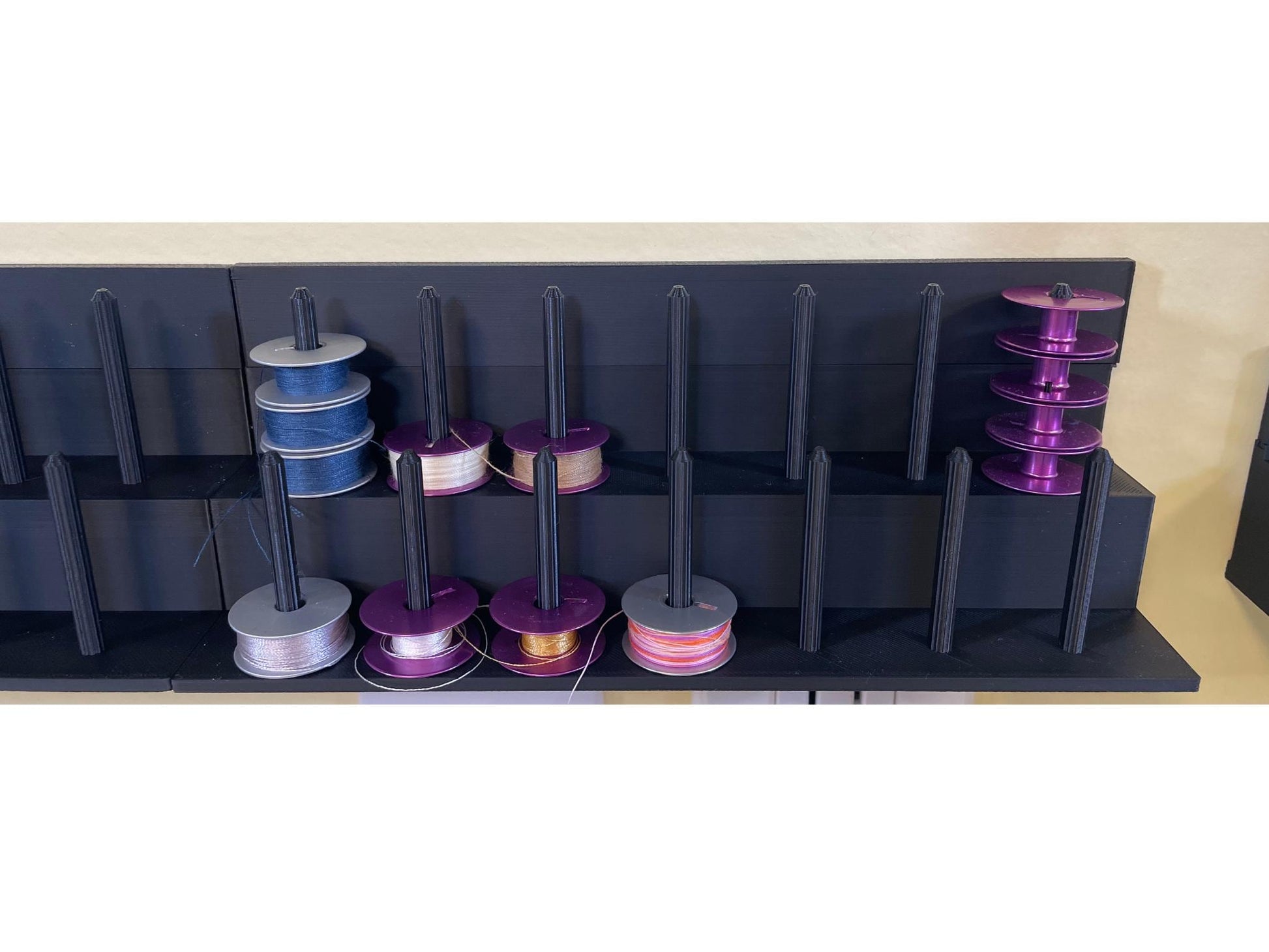 Longarm Organization - Bobbin Shelf - Organize your thread bobbins - Ray of Sonshine Design