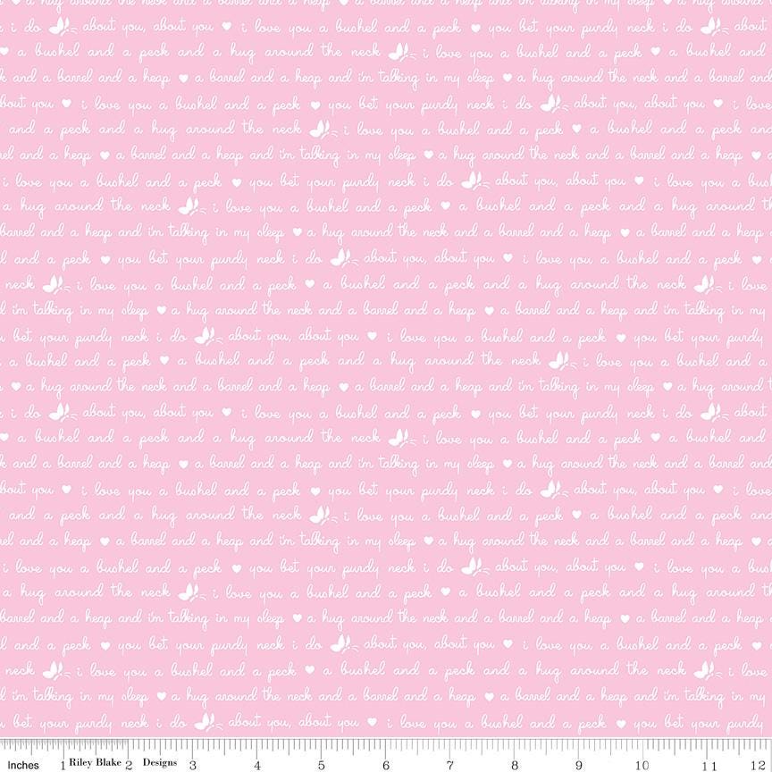 Love Notes Text Pink - Riley Blake Designs - Cotton Fabric by the Yard - C16385 - PINK - Ray of Sonshine Design
