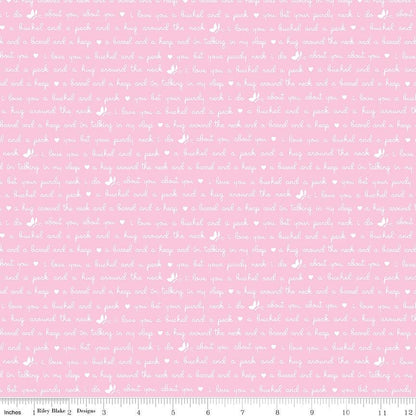 Love Notes Text Pink - Riley Blake Designs - Cotton Fabric by the Yard - C16385 - PINK - Ray of Sonshine Design