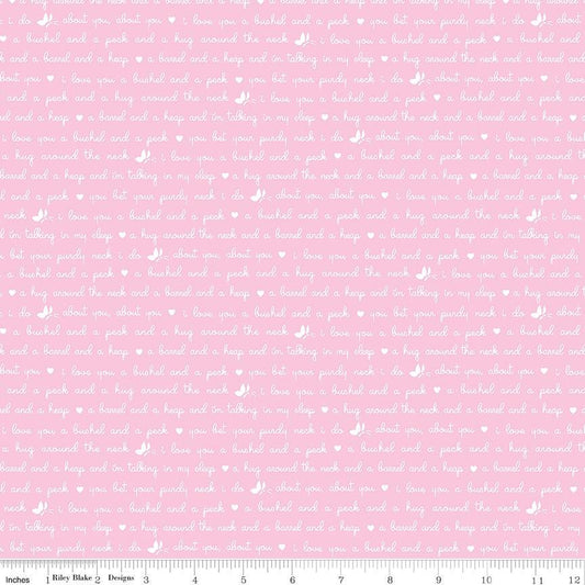 Love Notes Text Pink - Riley Blake Designs - Cotton Fabric by the Yard - C16385 - PINK - Ray of Sonshine Design