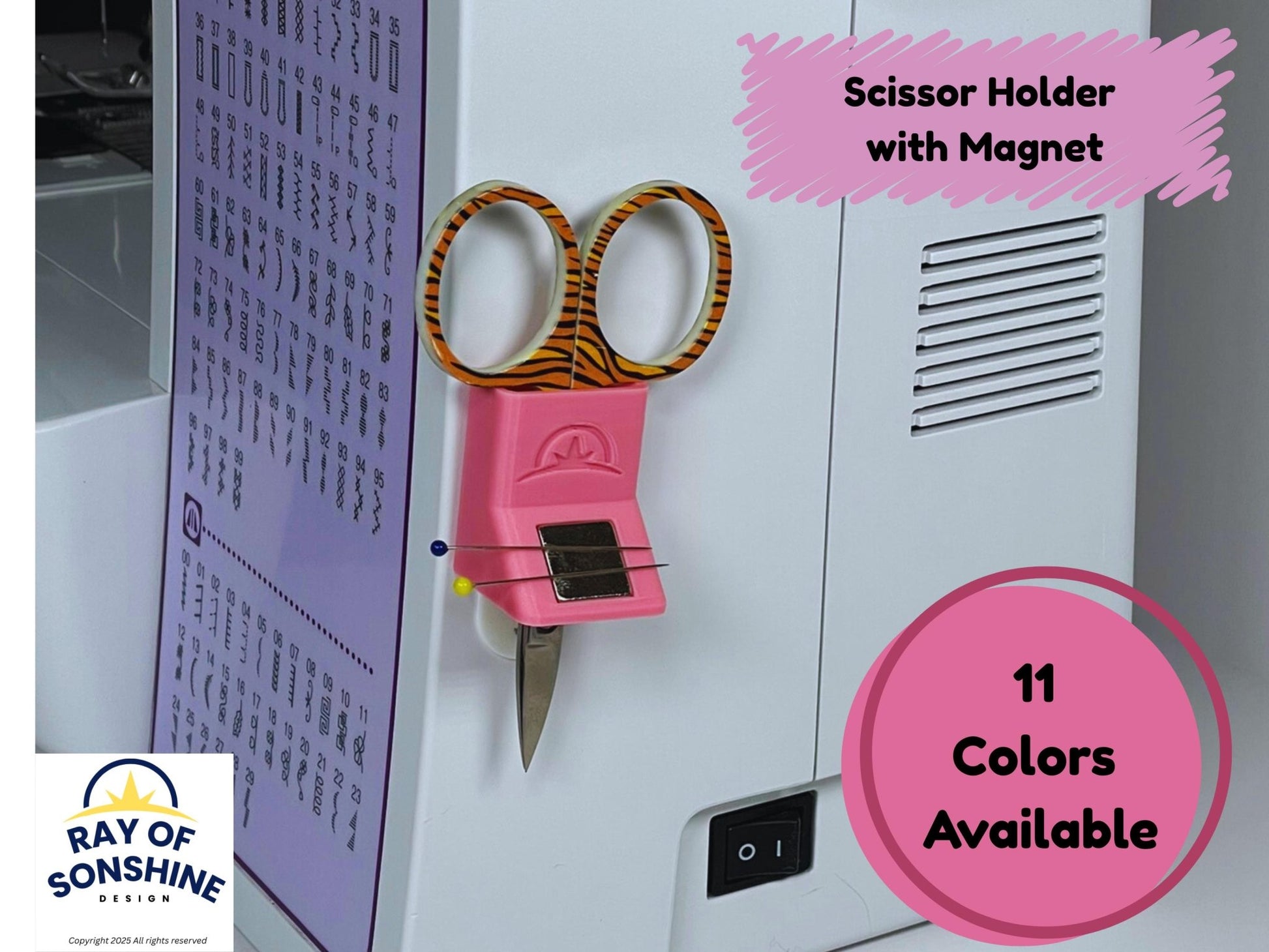 Magnetic Scissor Holder, - Scissor Sheath Small - Great for holding needles and other metallic items - Ray of Sonshine Design
