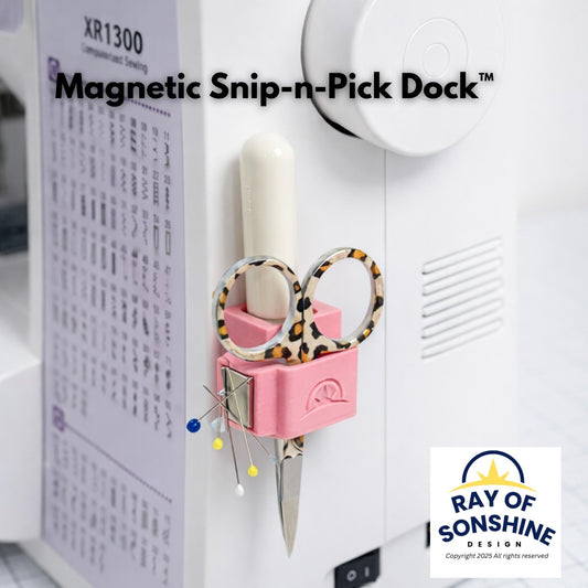 Magnetic Seam Ripper Holder for Sewing Machine | Scissor & Pin Organizer | Snip - n - Pick Dock™ | Sewing Notion - Ray of Sonshine Design