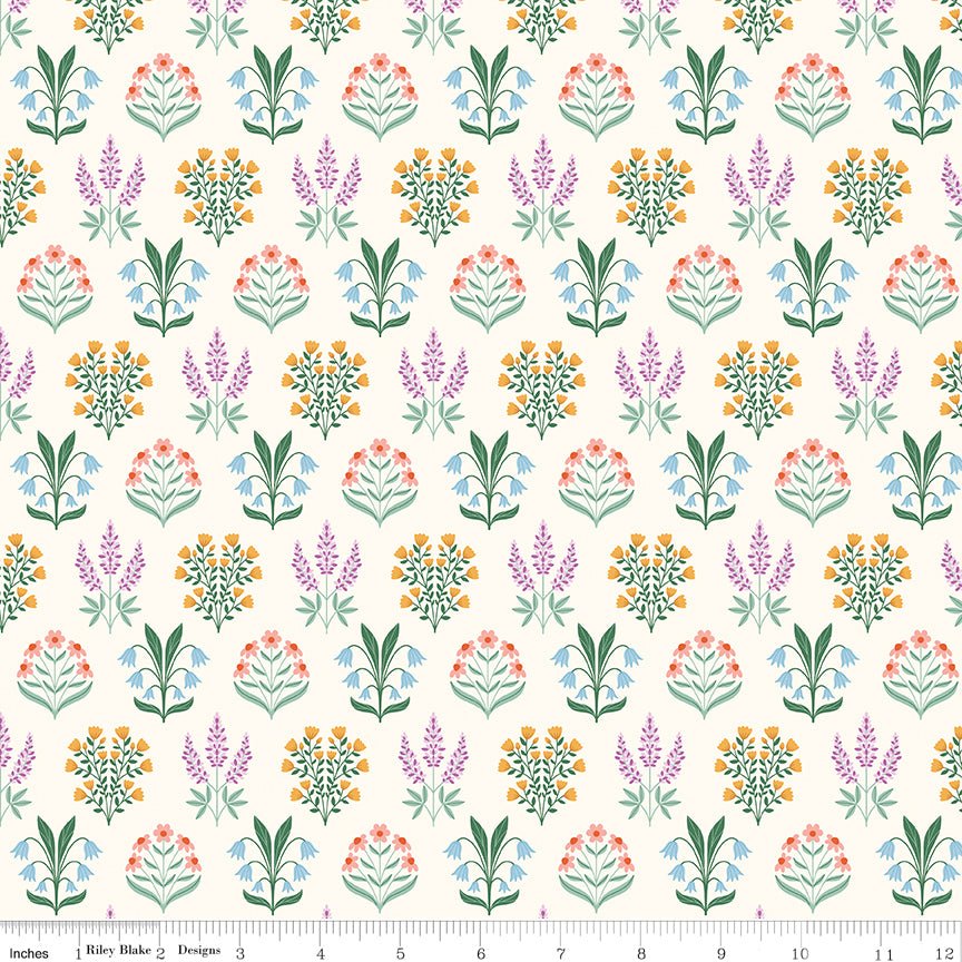 Meadow Moments Blossom Trail Cream Fabric by the Yard or Fat Quarter - Sandra Nygård-Parthoens for Riley Blake Designs - Ray of Sonshine Design