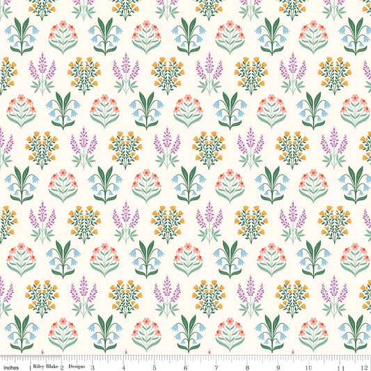 Meadow Moments Blossom Trail Cream Fabric by the Yard or Fat Quarter - Sandra Nygård-Parthoens for Riley Blake Designs - Ray of Sonshine Design