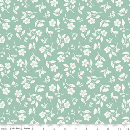 Meadow Moments Drifting Blooms Mint Riley Blake Fabric by the Yard - Ray of Sonshine Design