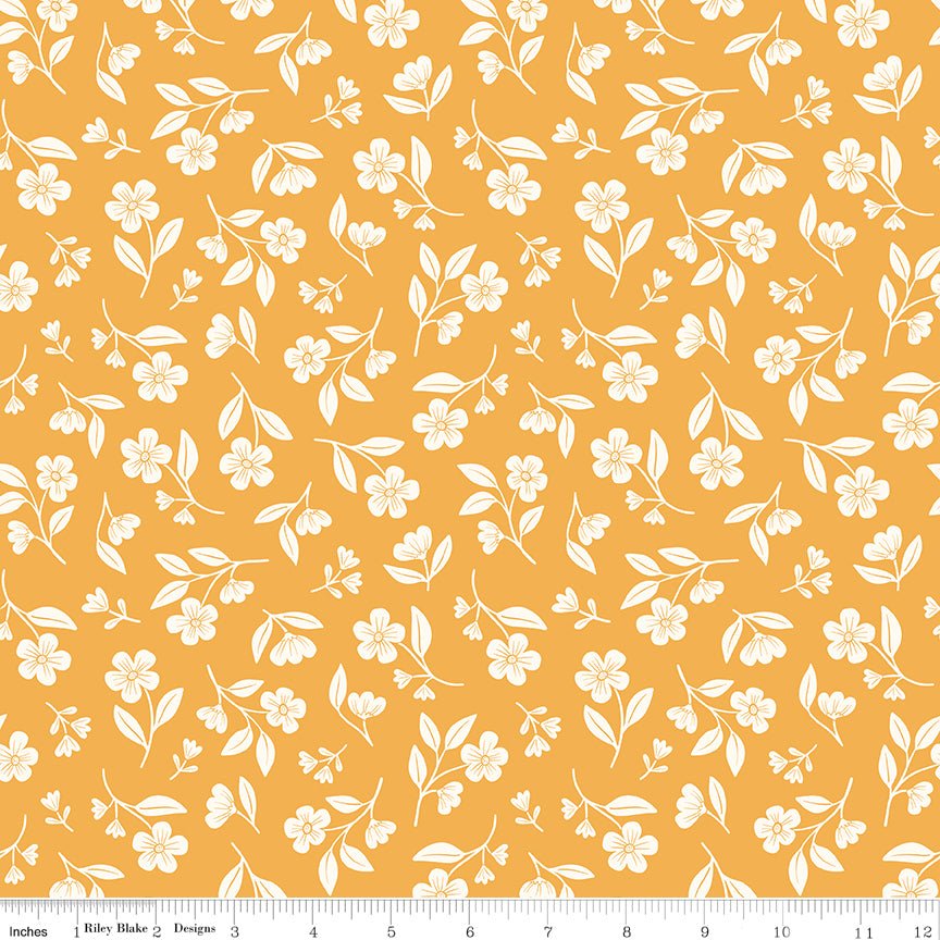 Meadow Moments Drifting Blooms Yellow Fabric by the Yard or Fat Quarter - Riley Blake Designs - Ray of Sonshine Design