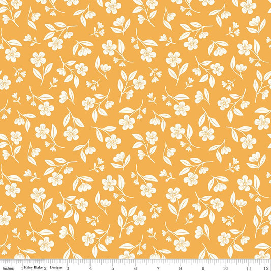 Meadow Moments Drifting Blooms Yellow Fabric by the Yard or Fat Quarter - Riley Blake Designs - Ray of Sonshine Design