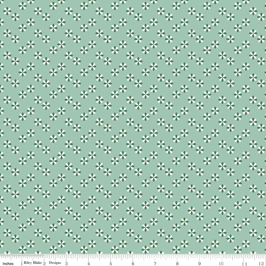 Meadow Moments Flower Sprinkle Mint Fabric by the Yard or Fat Quarter -Riley Blake Designs - Ray of Sonshine Design