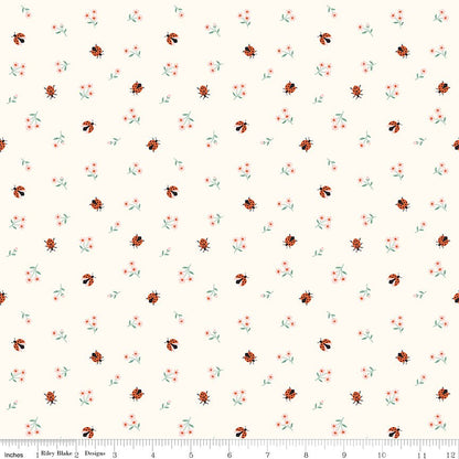 Meadow Moments Ladybugs Cream Riley Blake Designs Fabric by the Yard - Ray of Sonshine Design