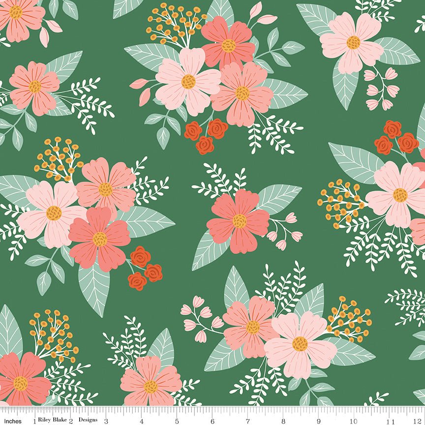 Meadow Moments Main Green Fabric by the Yard or Fat Quarter - Riley Blake Designs - Ray of Sonshine Design