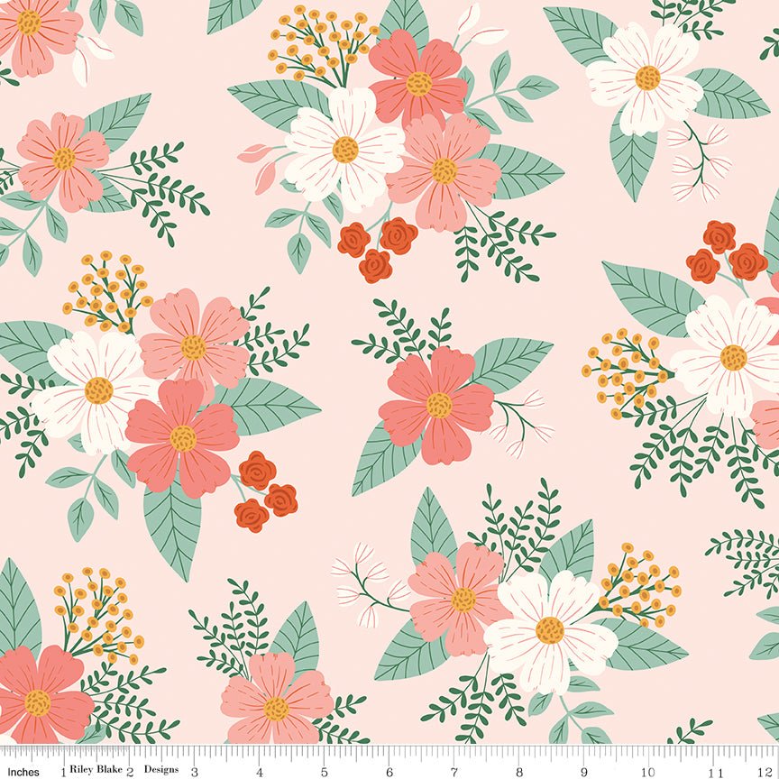 Meadow Moments Main Pink Fabric by the Yard or Fat Quarter - Sandra Nygård-Parthoens for Riley Blake Designs - Ray of Sonshine Design