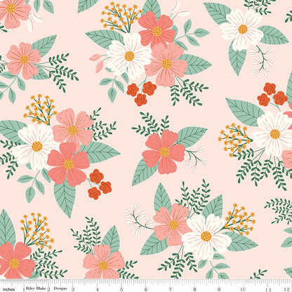 Meadow Moments Main Pink Fabric by the Yard or Fat Quarter - Sandra Nygård-Parthoens for Riley Blake Designs - Ray of Sonshine Design