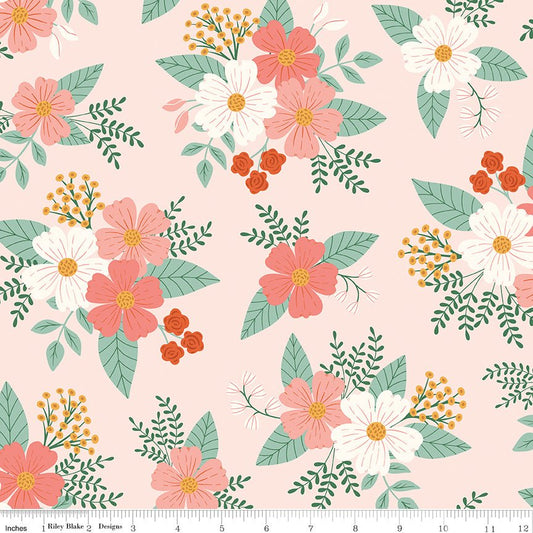 Meadow Moments Main Pink Fabric by the Yard or Fat Quarter - Sandra Nygård-Parthoens for Riley Blake Designs - Ray of Sonshine Design