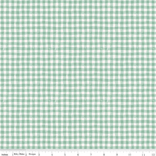 Meadow Moments Summer Gingham Mint Fabric by the Yard or Fat Quarter - Riley Blake Designs - Ray of Sonshine Design