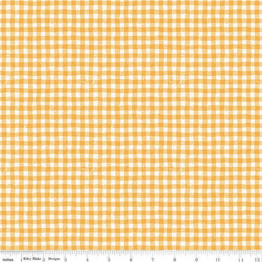 Meadow Moments Summer Gingham Yellow Fabric by the Yard or Fat Quarter - Riley Blake Designs - Ray of Sonshine Design