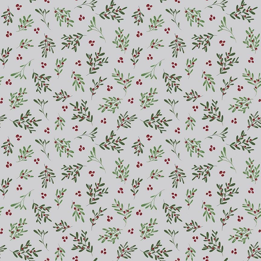 Mistletoe & Holly Mistletoe Silver - Riley Blake Designs - Cotton Fabric by the Yard - C16403 - SILVER - Ray of Sonshine Design