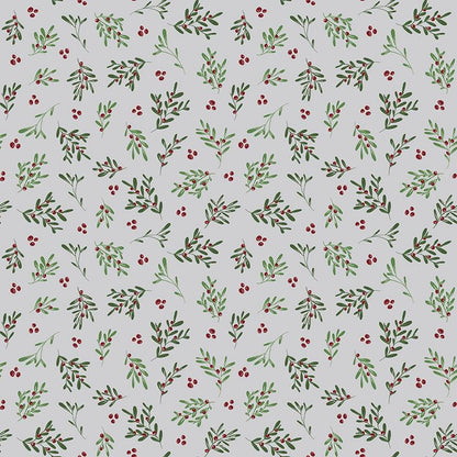 Mistletoe & Holly Mistletoe Silver - Riley Blake Designs - Cotton Fabric by the Yard - C16403 - SILVER - Ray of Sonshine Design