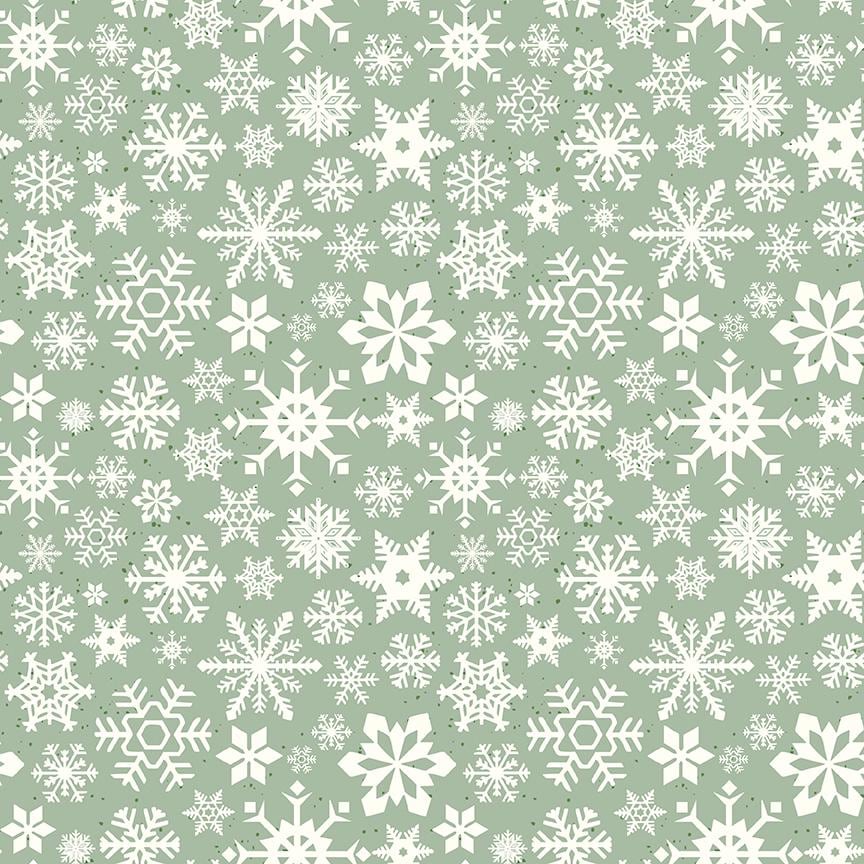 Mistletoe & Holly Snowflakes Sage - Riley Blake Designs - Cotton Fabric by the Yard - C16402 - SAGE - Ray of Sonshine Design
