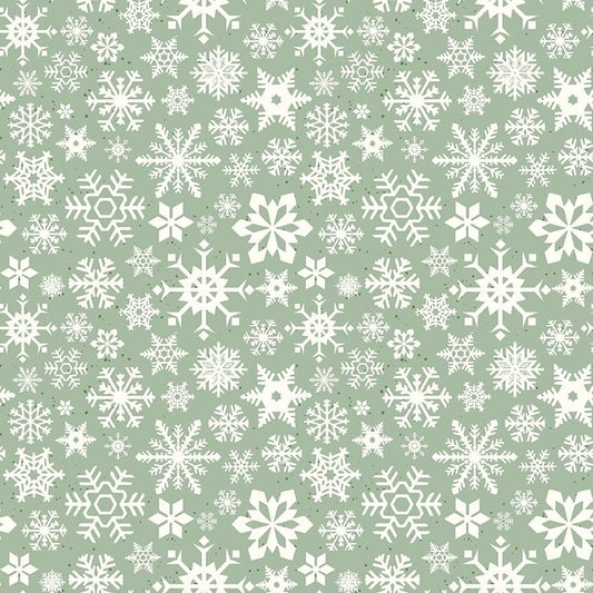 Mistletoe & Holly Snowflakes Sage - Riley Blake Designs - Cotton Fabric by the Yard - C16402 - SAGE - Ray of Sonshine Design