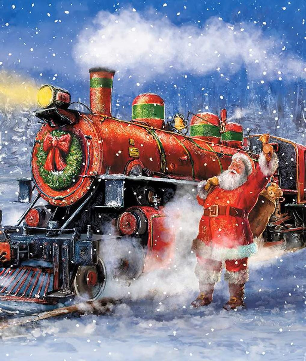 More Christmas Wishes Santa's Train Panel - Riley Blake Designs - Quilting Cotton Fabric by the yard - Holiday - PD16553 - PANEL - Ray of Sonshine Design