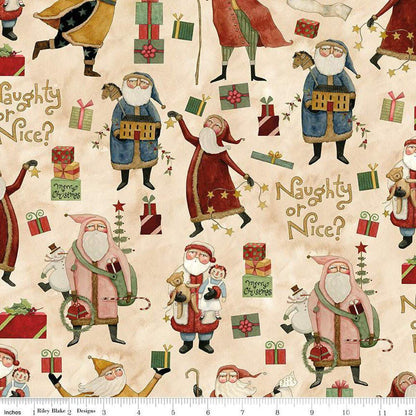 Naughty or Nice Main Parchment - C16260 - PARCHMENT - Riley Blake Designs - Christmas Fabric - Cotton Fabric by the yard - Ray of Sonshine Design