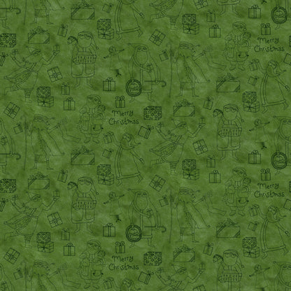 Naughty or Nice Santas and Gifts Green - Riley Blake Designs - Quilting Cotton Fabric by the yard - Festive - C16262 - GREEN - Ray of Sonshine Design