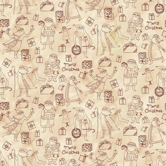 Naughty or Nice Santas and Gifts Parchment - Riley Blake Designs - Quilting Cotton Fabric by the yard - Festive - C16262 - PARCHMENT - Ray of Sonshine Design
