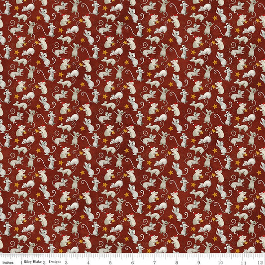 Northern Christmas Mice Red Christmas Teresa Kogut Riley Blake Fabric by the Yard - Ray of Sonshine Design