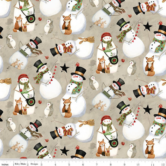 Northern Christmas Snowmen Neutral Christmas Teresa Kogut Riley Blake Fabric by the Yard - Ray of Sonshine Design