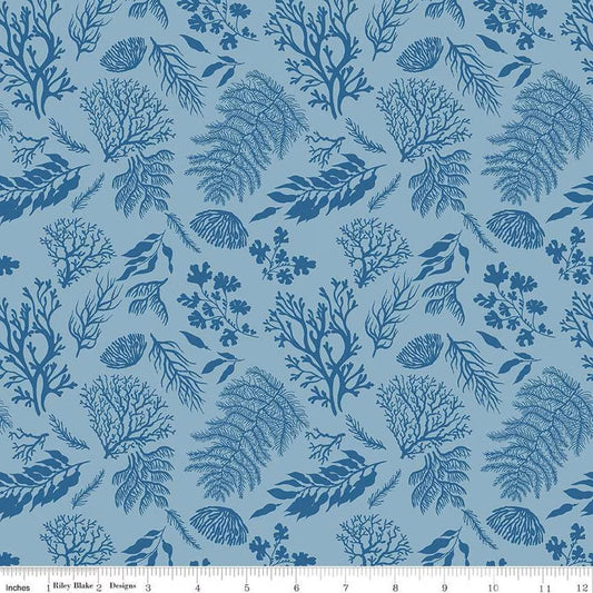 Ocean Oasis Water Plants Stone - Riley Blake Designs - Cotton Fabric by the yard - Ocean Fabric - C15991 - STONE - Ray of Sonshine Design