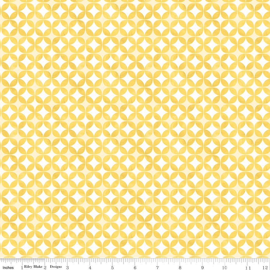 Painted Petals Geo Circles Riley Blake Fabric by the Yard Yellow - Ray of Sonshine Design