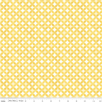 Painted Petals Geo Circles Riley Blake Fabric by the Yard Yellow - Ray of Sonshine Design