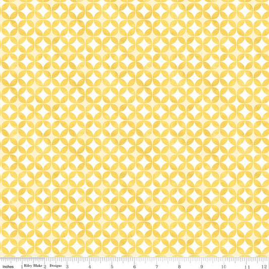 Painted Petals Geo Circles Riley Blake Fabric by the Yard Yellow - Ray of Sonshine Design