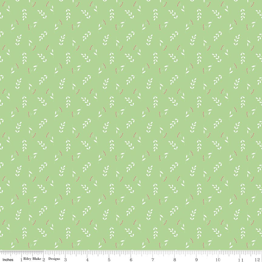 Painted Petals Tossed Stems Green Riley Blake Designs Cotton Fabric by the Yard - Ray of Sonshine Design